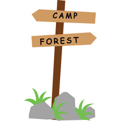 Camp and Forest Direction Sign