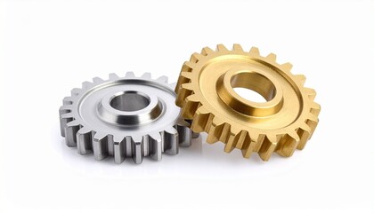Two interlocked metallic gears with precisely cut teeth&mdash;resting on a white surface&mdash;symbolize mechanical synergy, intellectual coordination, and the architecture of functional interdependence