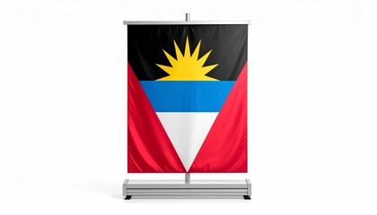 The flag of Antigua and Barbuda&mdash;black for African heritage, blue for the Caribbean Sea, white for sand, flanked by red for energy&mdash;topped by a radiant yellow sun rising from the horizon