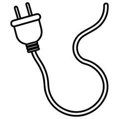 Plug icon, power cable vector 