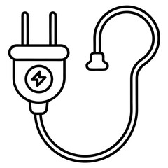 Plug icon, power cable vector 