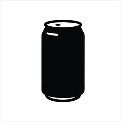 Black Soda Can Silhouette. Refreshing soda can black silhouette vector illustration