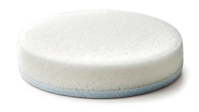 Round white sponge scrub pad isolated on white background
