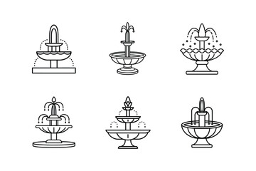 diy fountain icon line art vector illustration