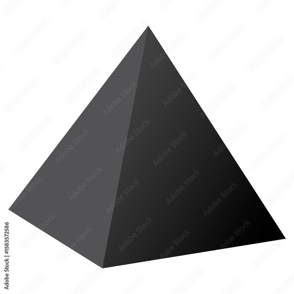 Fototapete black pyramid png shape, 3d rendering geometric element on transparent background