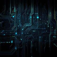 "Futuristic dark technology background with circuit lines and glowing elements &ndash; high-tech digital wallpaper"




