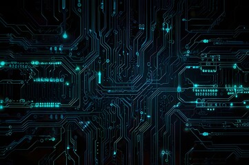 "Futuristic dark technology background with circuit lines and glowing elements &ndash; high-tech digital wallpaper"




