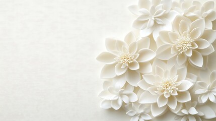 White paper flowers arranged on light wood