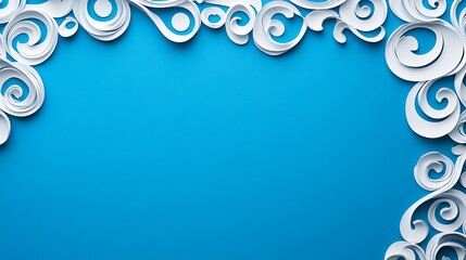 White paper swirls on vibrant blue