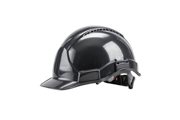 Naklejka premium Black safety helmet for construction workers isolated on transparent background