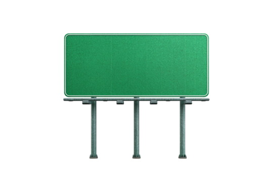 Green billboard isolated on transparent background
