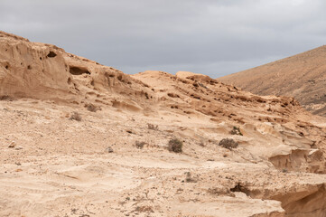 Fototapeta premium Barranco de los Encantados, paisaje fósil del norte de Fuerteventura