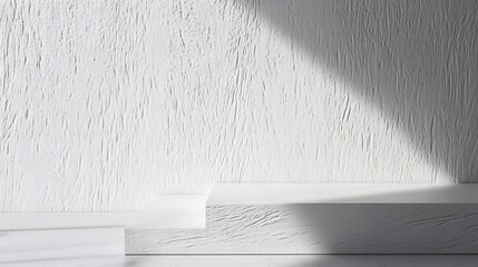 White textured podium stage with light