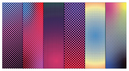 Set of 6 different Color Spectrum with Halftone Gradients Fully editable