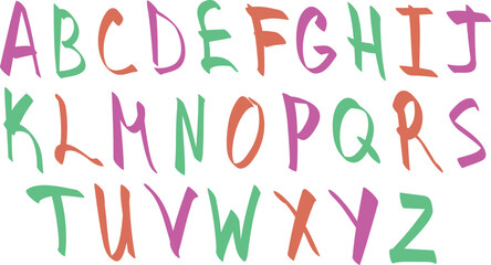 Elegant handwritten alphabet with capital letters. Uppercase letters. Cursive — English Typography. Vector Front 