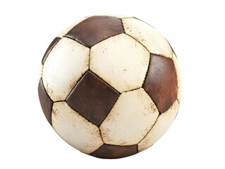 old soccer ball with dirt on transparent background 