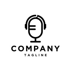 Podcast earphone vector logo design