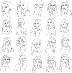 Collection of Minimalist Line Art Female Portraits