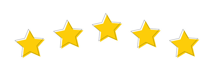 Modern star rating bar design in vector format showing 5-star reviews in yellow and black themes. Perfect for web interfaces, user feedback, reviews, eCommerce, and mobile UI design element . Vector I