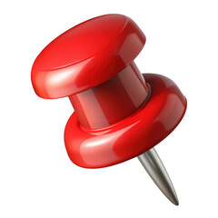 Shiny red push pin isolated on transparent background