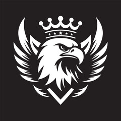 vector logo of an eagle wearing a crown
