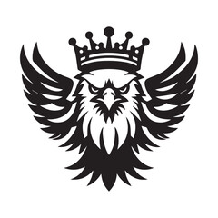 vector logo of an eagle wearing a crown