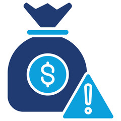 Financial Risk Flat Blue Icon