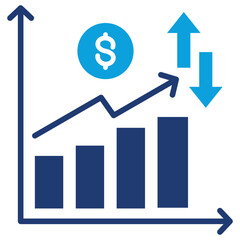 Market Volatility Flat Blue Icon
