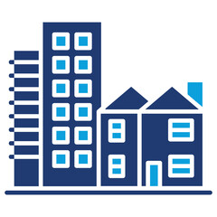 Real Estate Flat Blue Icon