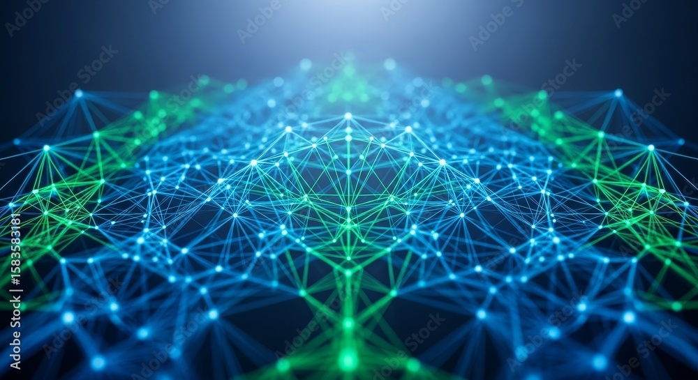 Poster global network connection - abstract of a complex network, showcasing interconnected nodes and lines
