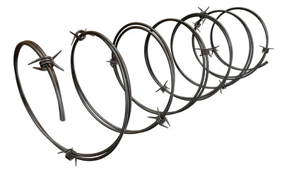 Barbed metal steel wire isolated on a transparent background