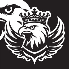 vector logo of an eagle wearing a crown