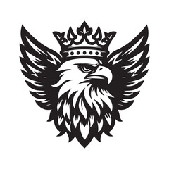 vector logo of an eagle wearing a crown