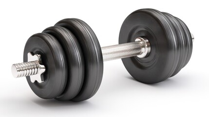 Fototapeta premium 3D render of a dumbbell with rubber coating, white background