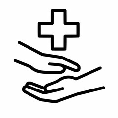 Obraz premium Medical cross with practicing hands. Emergency response.