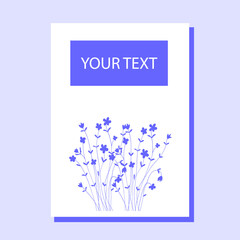Cards with blue wildflowers. Hand-drawn vector illustration for wedding, invitation or greeting card. 