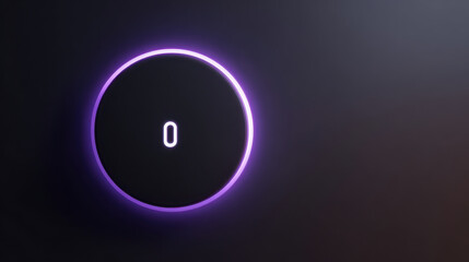 Smart home thermostat with user friendly design and glowing purple light ring on dark wall for modern control