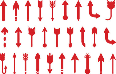 Red Arrow Icons Set Various Styles Directions arrows