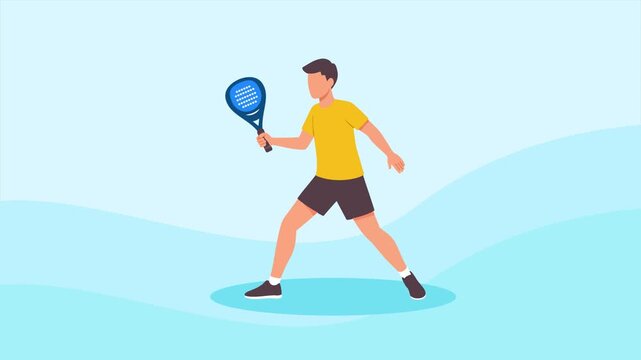 Padel concept. Full length animation illustration. High quality 4k footage