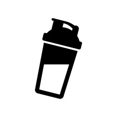 Protein shake icon. Energy drink. Protein shaker bottle. Vector icon isolated on white background.