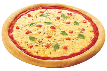 pizza de queijo, tomate, manjericão e orégano isolado em fundo transparente