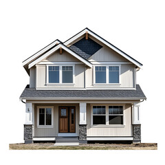 Modern Family House with Attached Structure &ndash; Suburban Style 3D Illustration

