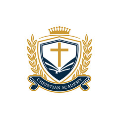 Obraz premium University and College Christian Academy High School Education Crests and Logo Emblems