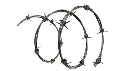 Barbed metal steel wire isolated on a transparent background