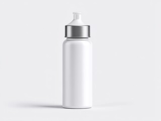 Elegant white bottle with black cap, versatile container for cosmetics, toiletries, or household products