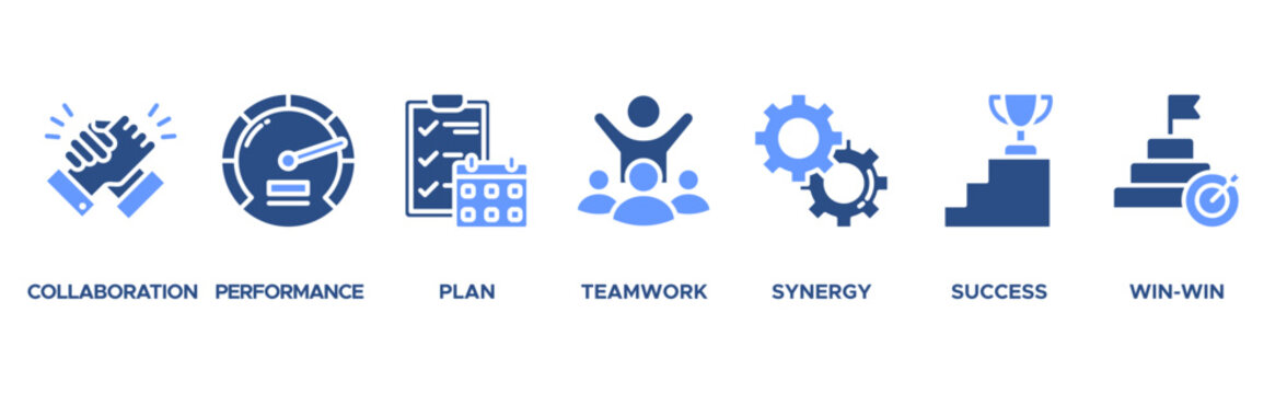 Partnership banner web icon vector illustration concept with icon of collaboration, performance, plan, teamwork, synergy, success and win-win solution