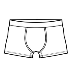 White boxer briefs for mockup, isolated on transparent or white background, vector illustration.