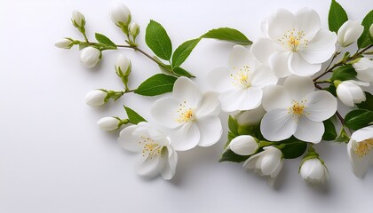 Obraz premium delicate white flower blossoms on pure white background peace blossom delicate