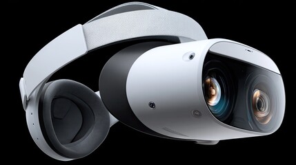 A detailed look at a matte white VR headset, AR glasses, and a smartwatch, showcasing minimalist design in studio lighting