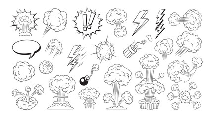 Cartoon Explosions and Comic Book Effects in Vector Illustration Style 
